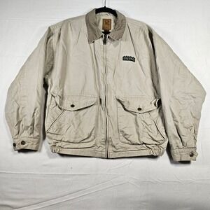 Vintage Full Zip‎ Jacket Mens Khaki "OREPAC" Logo Size M 80s 90s Plaid Lined